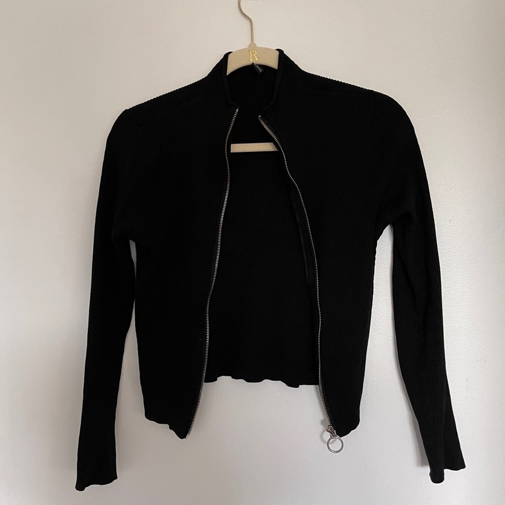 Zip Up Ribbed Sweater